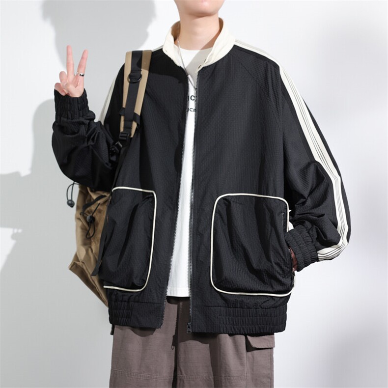 2026春季新款拼接美式大码复古立领外套A436-8813-P90138,男装夹克,电商A436