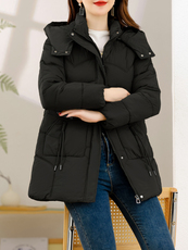 2024年冬季通勤舒适简约大方连帽羽绒棉服，女装棉衣/棉服，多彩