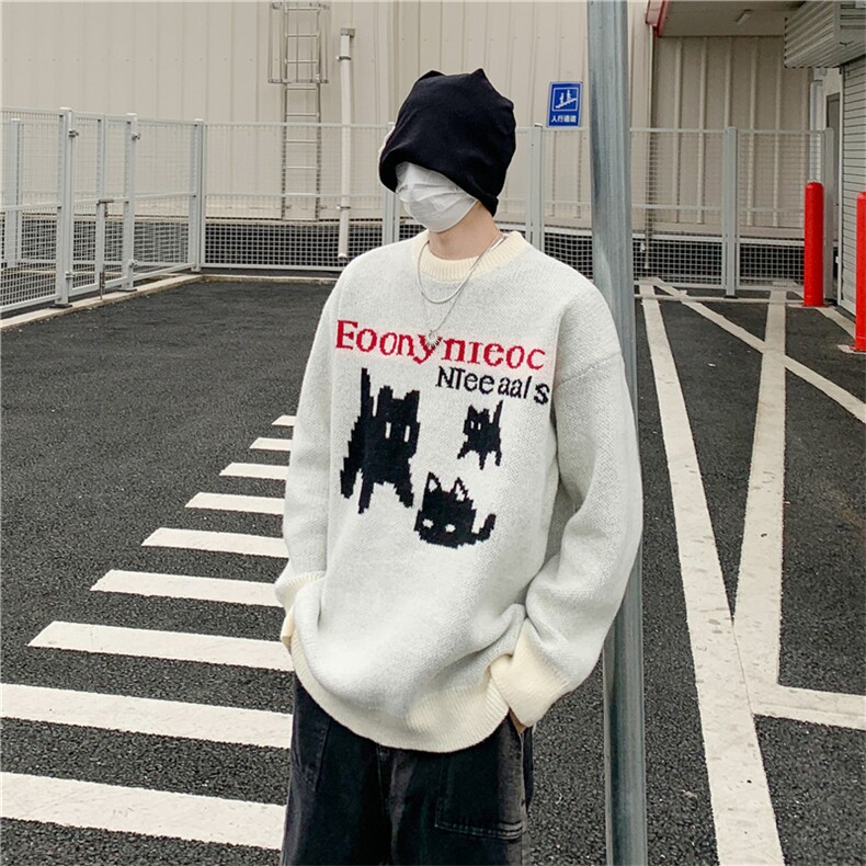 毛衣男秋冬新款高街宽松bf慵懒风针织衫2024潮男秋冬MY032-P48，男装针织衫/毛衣，星座308B-2