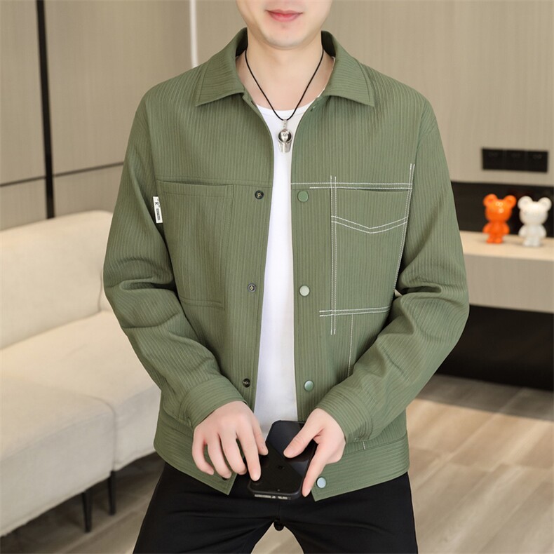 秋季新款男士商务休闲简约百搭时尚潮流翻领夹克外套上衣8823P90图片