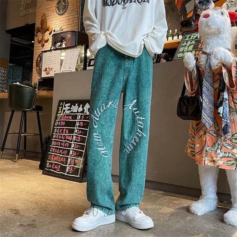 218-1-P45-NK8014新款时尚休闲字母刺绣休闲牛仔裤,男装牛仔裤,四季星座218-1