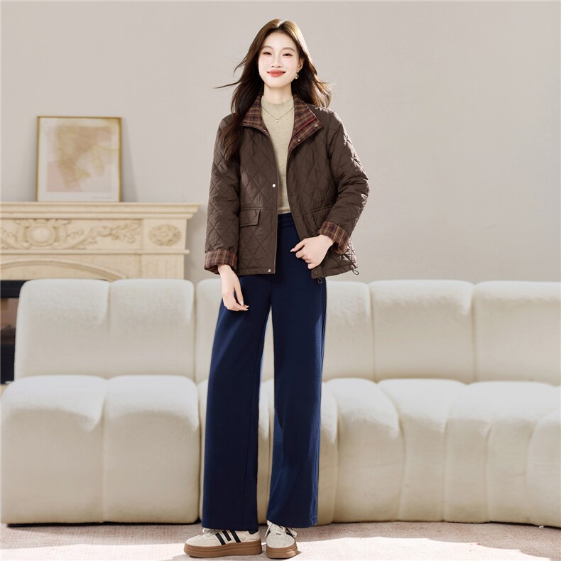 现货早春秋冬加厚夹棉时尚套装女2026新款韩版宽松显瘦休闲两件套，女装套装/套裙，璐依舞