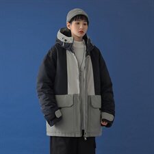 20年冬季新款撞色拼接连帽学院风羽绒服含DS-B293-Y782-P245，男装羽绒服，电商A306