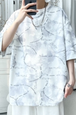 2025夏季新款旋律风车大码冰丝圆领短袖T恤M-5XHT25534-特P25，男装T恤，电商A022