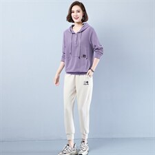 2022春季时尚休闲宽松舒适显瘦连帽套装,女装套装/套裙,丽影随形