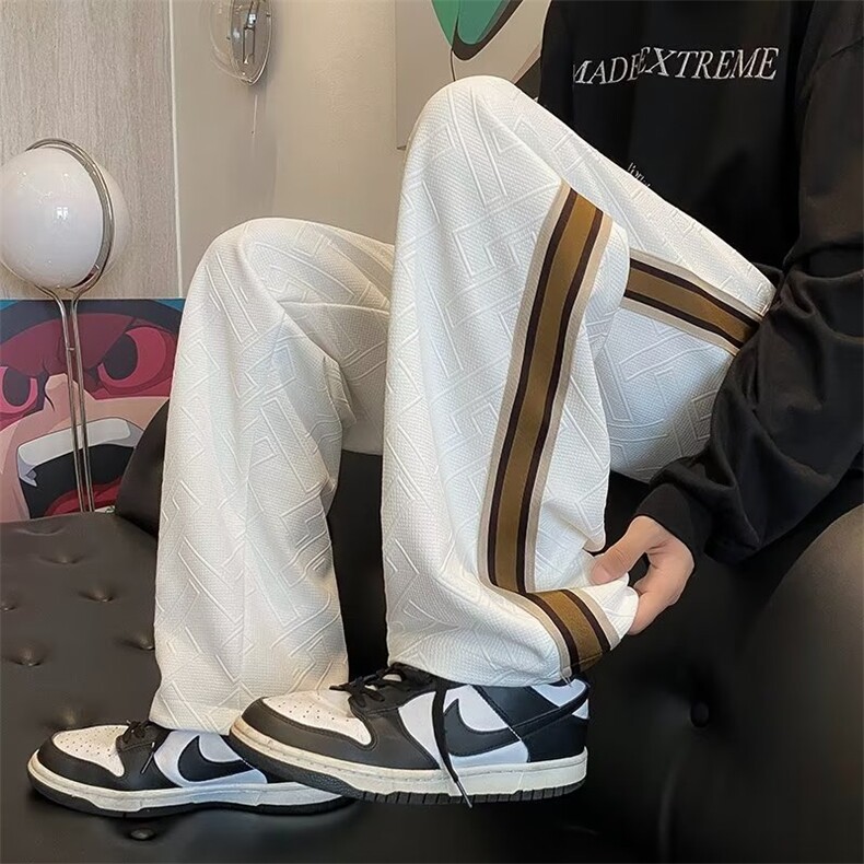春秋潮休闲裤条纹宽松型男直筒运动裤长裤时尚潮牌1150P35,男装休闲裤,星座410-2