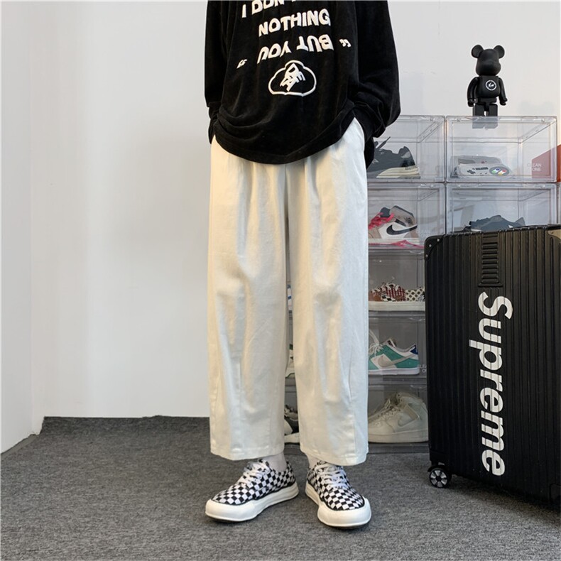 vibe风潮牌痞帅白色休闲灯笼裤男轻熟风居家速干九分裤K1237-P30,男装牛仔裤,星座512-2