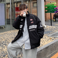 全身刺绣夜光条立领机车服美式重工艺男宽松男女款直播羽绒服，男装羽绒服，星座301D-5(原星座1415）