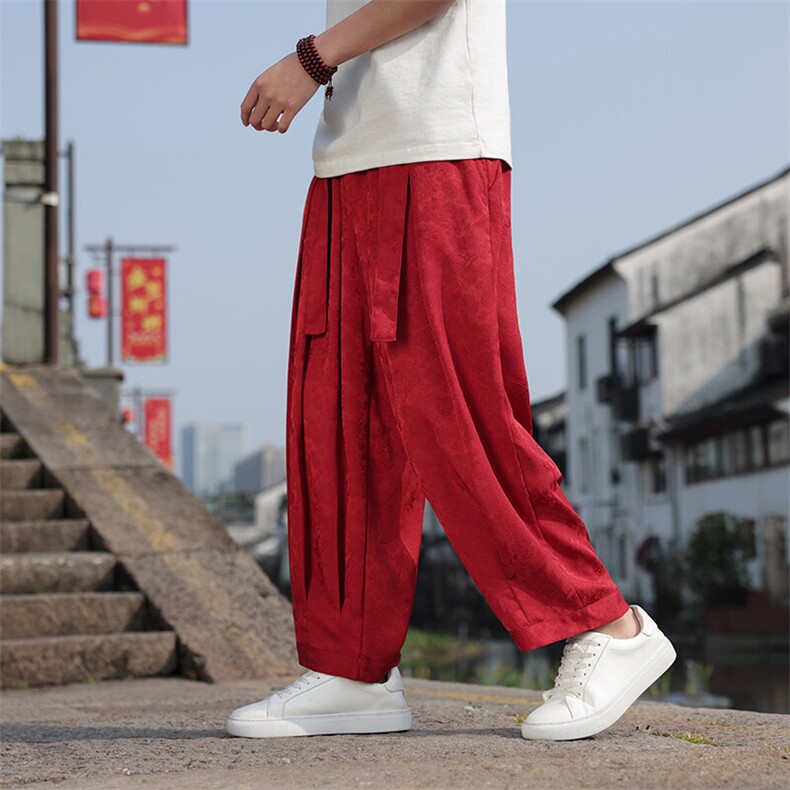 2025春夏新款风提花休闲裤男士宽松大码阔腿哈伦裤K2509-P75,男装休闲裤,电商A008