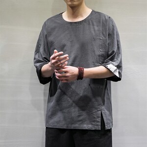 春夏新款风大码宽松棉麻短袖t恤男七分袖DSA008/T063/P60图片