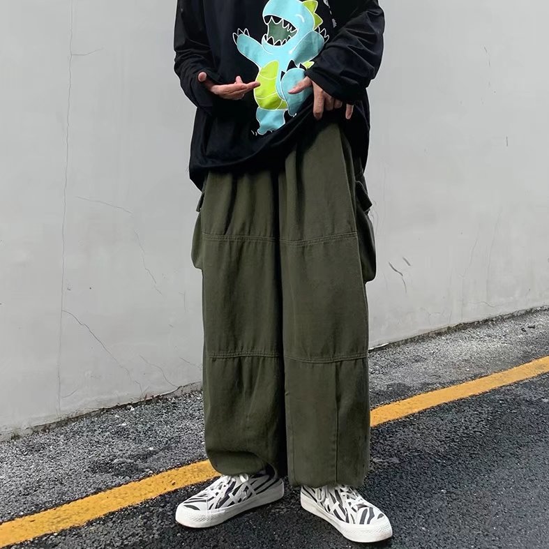 男秋季新款港风纯棉口袋工装休闲裤A376P35图片