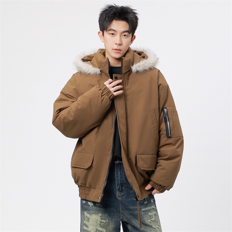 自家图有视频复古加绒毛领外套棉衣新款连帽派克棉服M2572p95,男装棉衣,电商D315