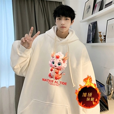 龙年卫衣冬季美式加绒加厚卫衣外套DL1736常规特P35加绒特40，男装卫衣，电商A486