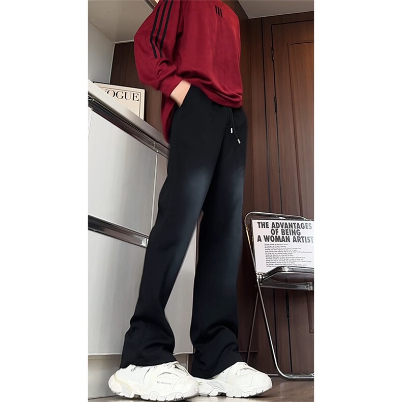 量优供视频~重磅水洗马骝渐变直筒拖地运动卫裤A490特P45控78,男装休闲裤,电商A309