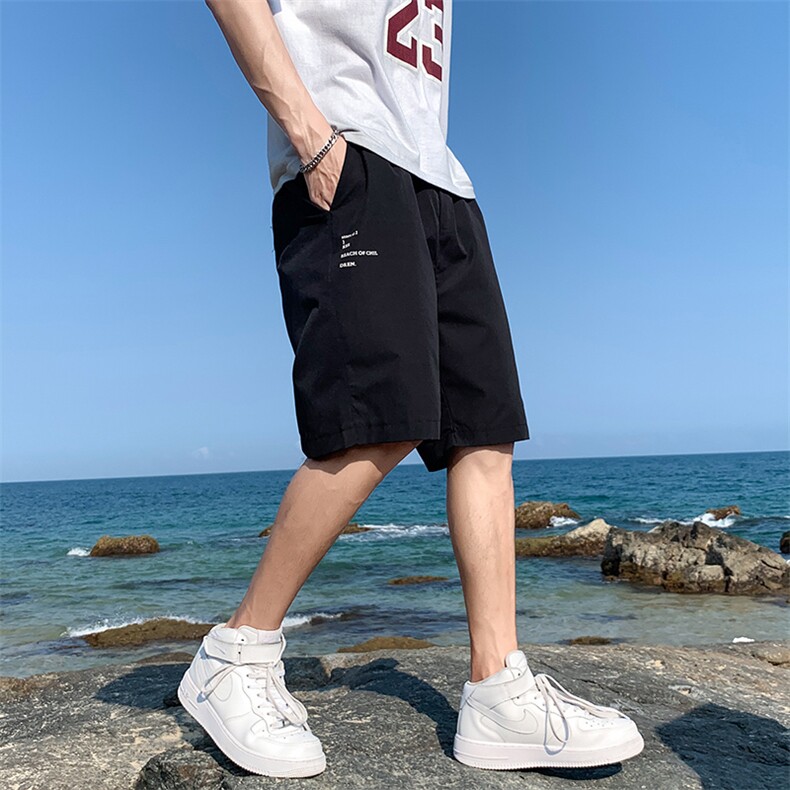 简约冰丝短裤男士夏季薄款大码潮牌ins运动裤痞帅外穿宽松五分裤,男装休闲裤,星座227-7