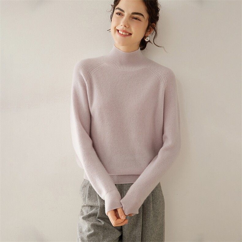 2025秋冬新款羊绒衫女100%纯山羊绒厚款高领保暖针织套衫宽松上衣,女装羊绒衫,绒知纯羊绒