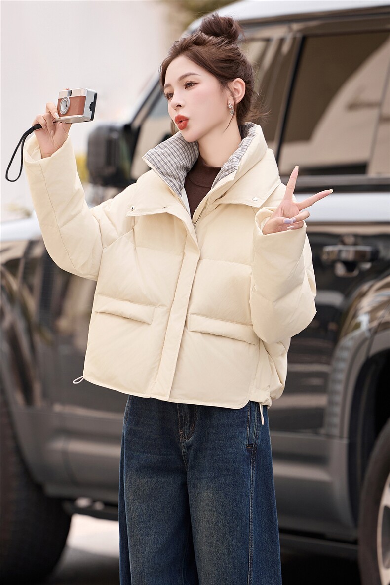 时尚短款羽绒服女2025冬季新款高级感立领保暖90白鸭绒外套,女装羽绒服,姿衣坊