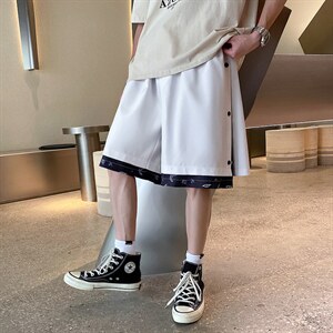 夏季假两件排扣短裤 宽松直筒五分裤 A125-6607-P35图片