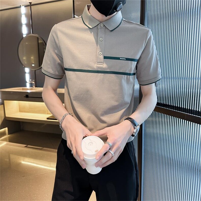 主推大货织带设计夏季短袖T恤翻领Polo衫大码半袖上衣T0240-特P40,男装T恤,电商D342