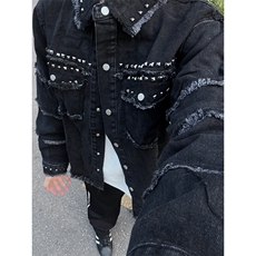 【有货】cleanfit毛边牛仔外套男款美式高街工装夹克CT01LL-P65，男装夹克，星座1007（原301D）