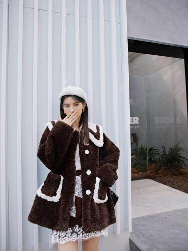 毛绒外套，女装，YOUER DENG