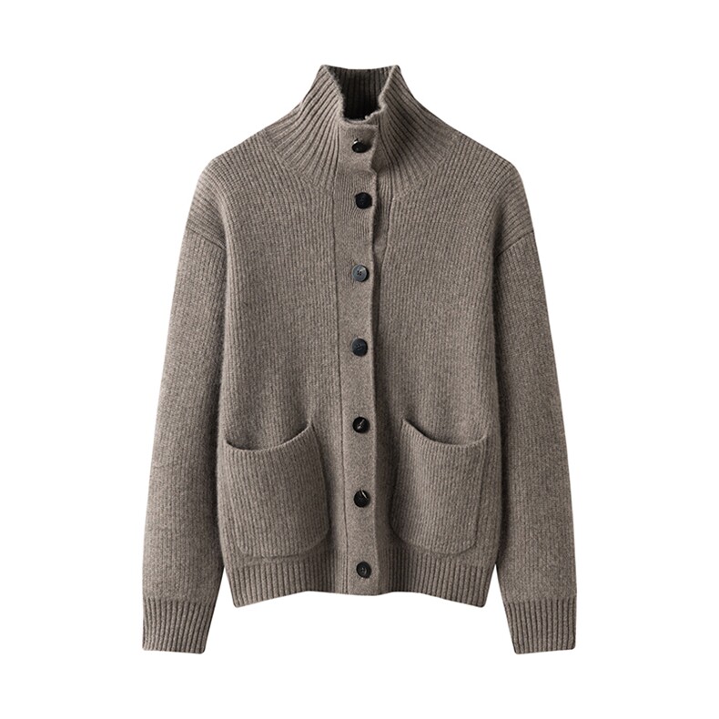 2025年秋季时尚百搭通勤简约休闲带兜开衫，女装羊绒衫，暖习羊绒