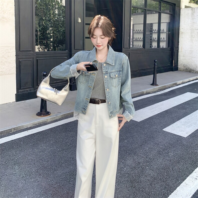 210-3281-P145-208港凤设计感长袖牛仔外套2025年秋季,女装短外套,韩蜜菓