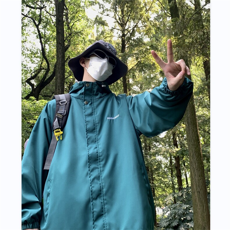 夹克男韩版潮流字母刺绣连帽冲锋衣2023秋冬新款ins外套W5203-P52,男装夹克,星座412-3