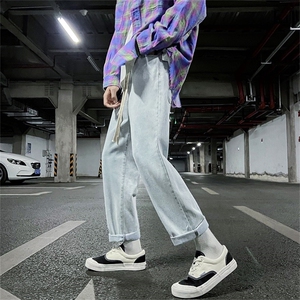 春夏新品！水洗牛仔裤男女中性宽松直筒休闲九分裤 A080-9291-P35图片