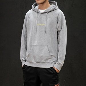 2021春季新日系马切达大码潮男字母刺绣连帽套头卫衣W605-P45图片