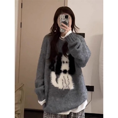 MM121-P65针织情侣毛衣2025秋冬可爱减龄小狗ins风宽松圆领套头，女装针织衫/毛衣，星座617A-2