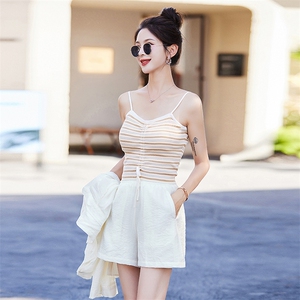 时尚防晒服套装女夏季新款显瘦针织吊带三件套图片