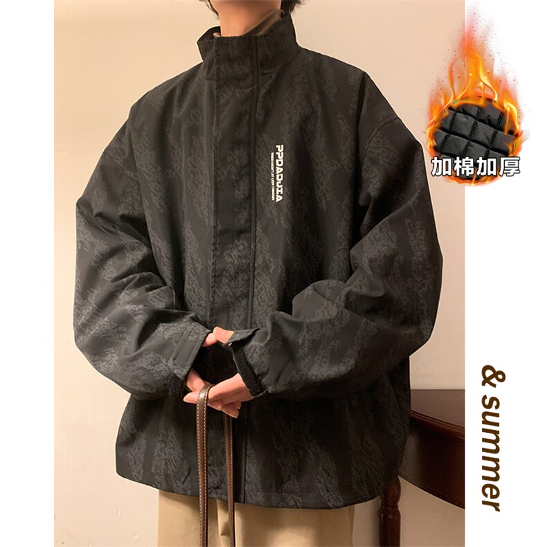 图案有版权暗纹大码立领加厚棉服男潮加棉夹克外套J614J加棉-P80,男装棉衣,电商A001-1