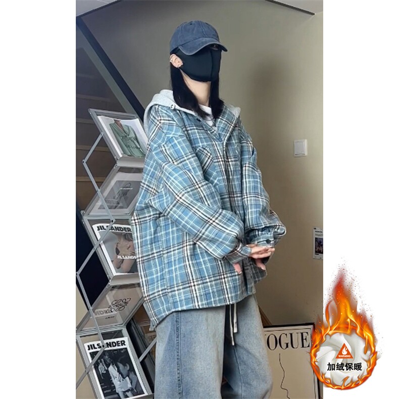 衬衫拼接连帽夹克外套潮牌休闲宽松大码男女J7226-P55【特价】,男装夹克,电商A007