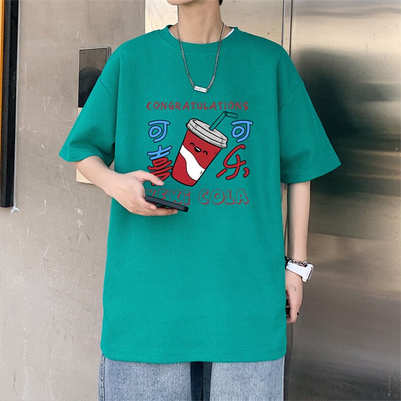 ！2022夏季男士华夫格短袖T恤宽松潮流半袖体恤TXH220P25图片