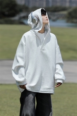 8XL-M叠穿假两件卫衣重磅连帽V领拼接套头衫宽松大码外套WY006P65，男装卫衣，电商B312
