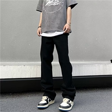 秋冬加厚保暖黑色微喇牛仔裤男女宽松显瘦长裤男牛仔裤NT1631-P46，男装牛仔裤，星座302B