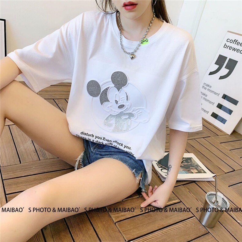 现货2021夏装大板纲印米奇T，女装，泰靡(1F)