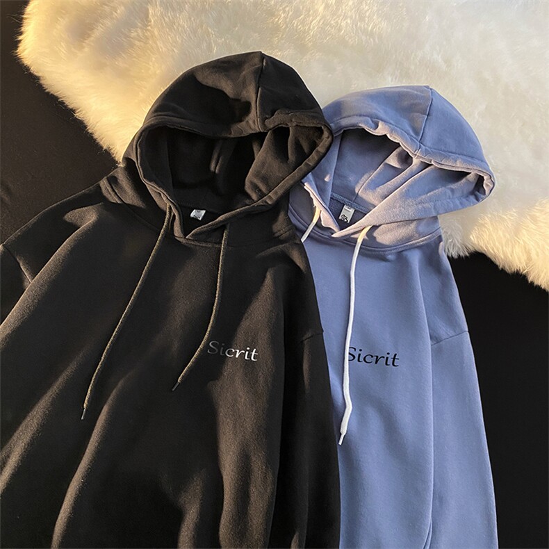 WY2098-P35 加绒款-P40 纯棉连帽卫衣男大码运动帽衫宽松薄外套男图片