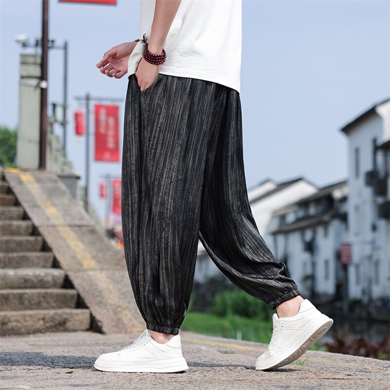 2025夏季风定制花灯笼裤男士大码宽松冰丝休闲裤815-811P75,男装休闲裤,星座815（原A203）