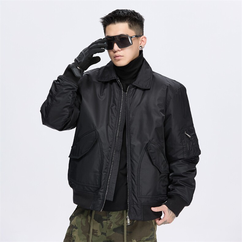 新款秋冬季潮牌宽松飞行员加厚夹克外套男 A436-980-P105148图片