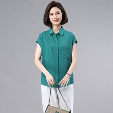 欧货设计感小众半袖薄款衬衫女2024夏装新款宽松衬衣无袖落肩上衣，女装蕾丝衫/雪纺衫，奕阳依阁