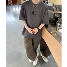 港风字母刺绣多色短袖T恤男DT77778P22块特价控45：供抖音视频，男装T恤，星座227-7