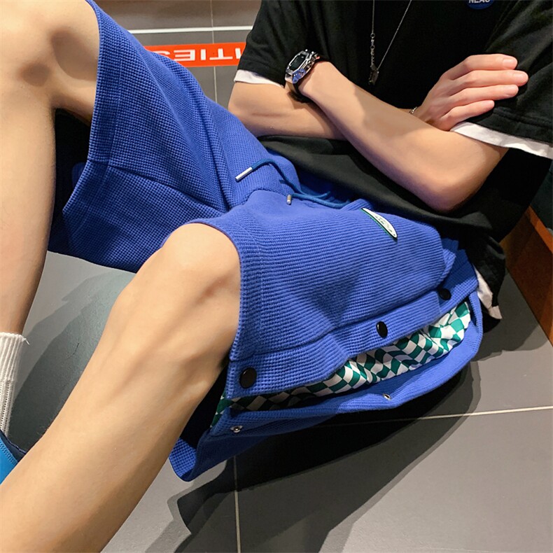 特P30控58拼接撞色排扣五分卫裤无影墙绿棋盘格运动短裤XDK2203,男装牛仔裤,电商B370
