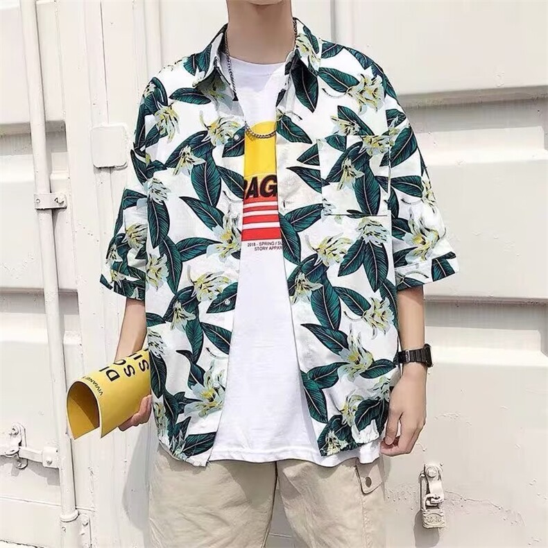 126-P23短袖花衬衫海南岛服沙滩服三亚夏威风泰,男装T恤,电商B323A