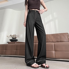 天丝阔腿牛仔裤夏薄款宽松深蓝色加长冰丝春季穿搭垂感西装，女装休闲裤，云美莎专业女裤-全店现货