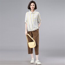 时尚套装女2023新款夏季薄款成套搭配中年妈妈宽松休闲显瘦两件套，女装套装/套裙，奕阳依阁