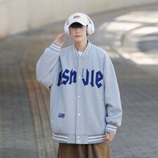秋季潮牌棒球服男女潮流港风学院风华夫格夹克外套模特J202-P75，男装夹克，星座815-2