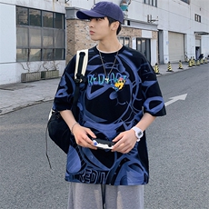 抖音得物供货40支双纱精梳休闲半袖印花短袖T恤男女T7189-P45，男装T恤，电商A441-1