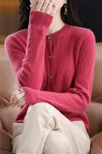 圆领开衫2024年秋冬季针织衫女休闲气质图片